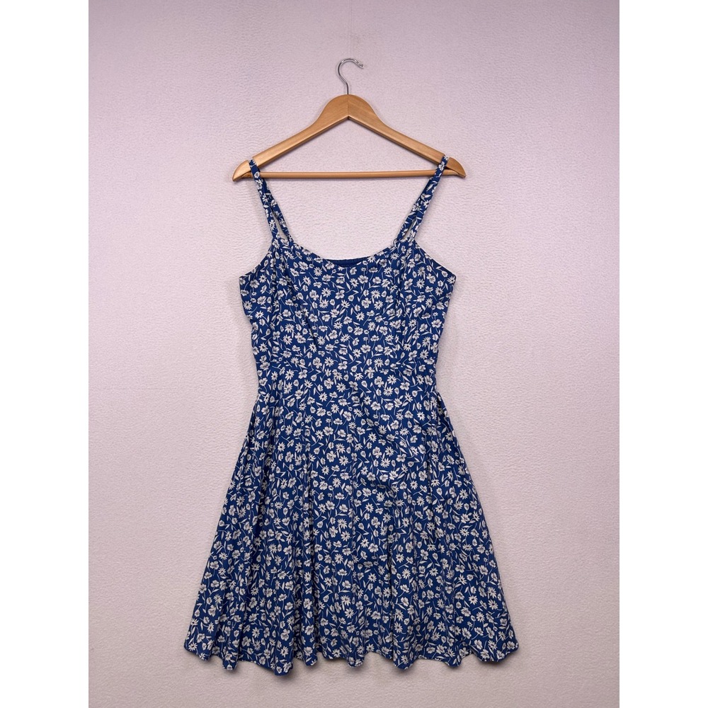 Cottagecore Boho Old Navy Womens Large Blue Floral Smocked Cami Mini Dress